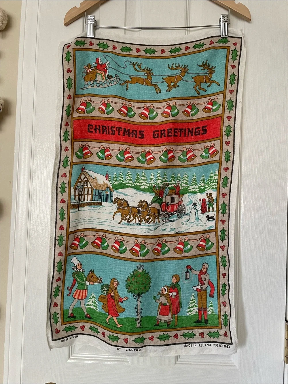 Christmas Greetings Holiday Kitchen Towel - Multicolor